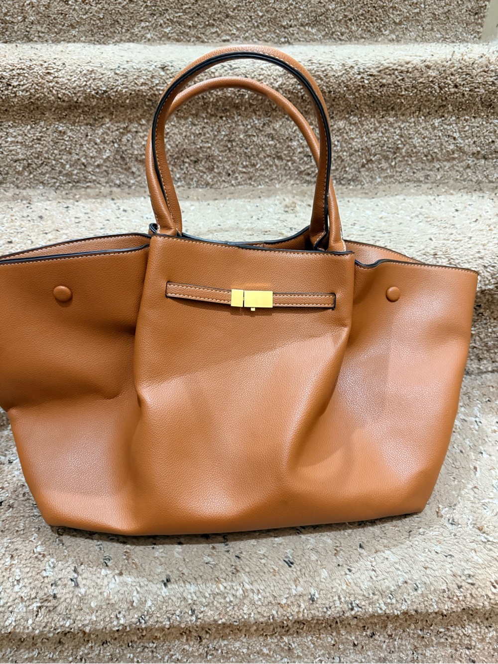 Classic Tan Tote with Gold Accent